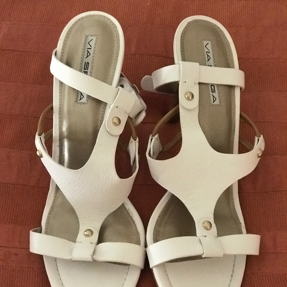 Via Spiga scrappy white heels.